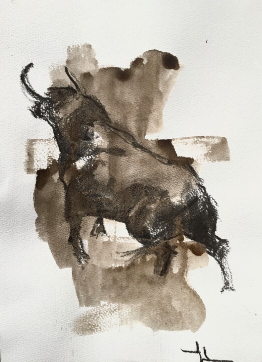 Drawing titled "In The Dust" by Dominique Dève, Original Artwork, Charcoal