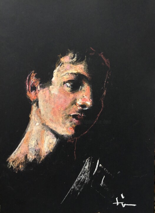 Zeichnungen mit dem Titel "Portrait Study insp…" von Dominique Dève, Original-Kunstwerk, Pastell