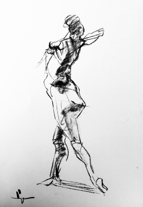 Drawing titled "Study #3" by Dominique Dève, Original Artwork, Charcoal