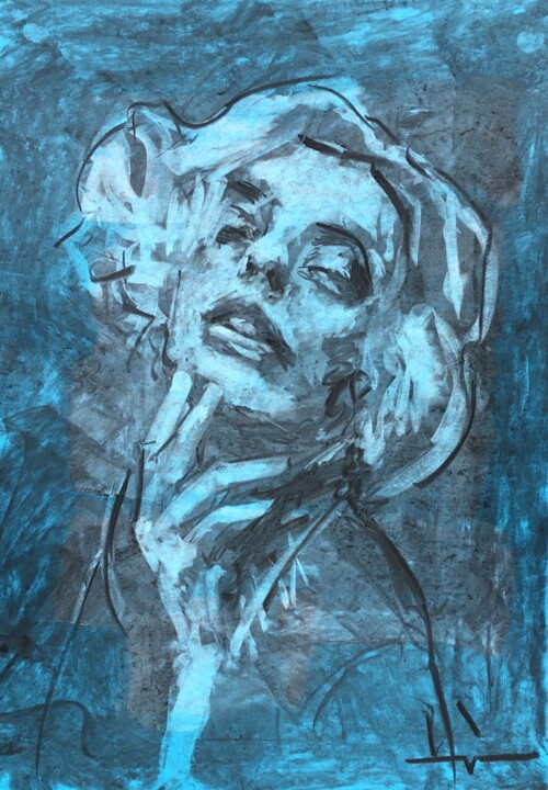 Drawing titled "Once In A Lifetime" by Dominique Dève, Original Artwork, Charcoal