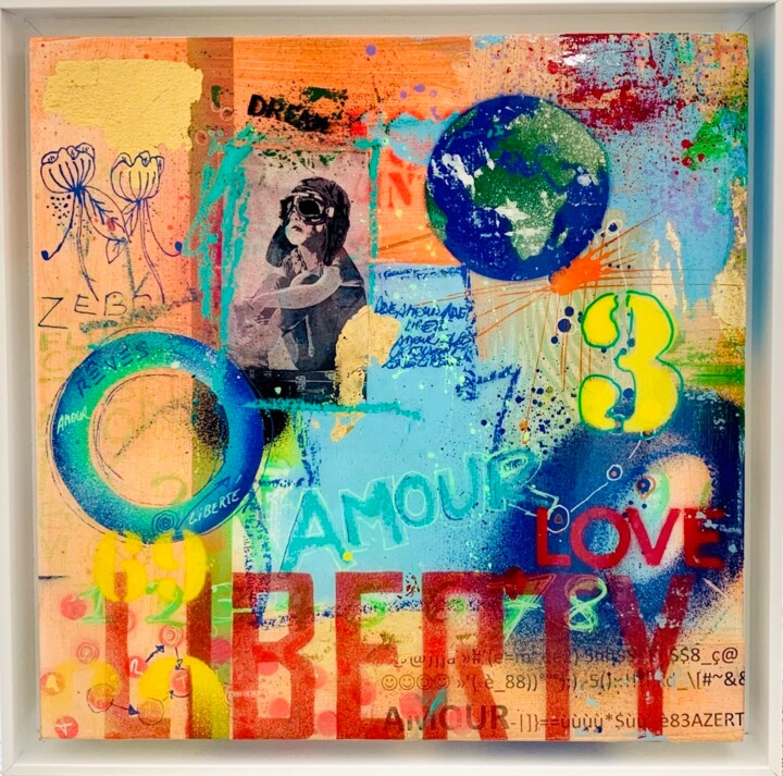 Pintura titulada "1rst Liberty" por Dominique Doerr, Obra de arte original, Pintura al aerosol Montado en Bastidor de camill…