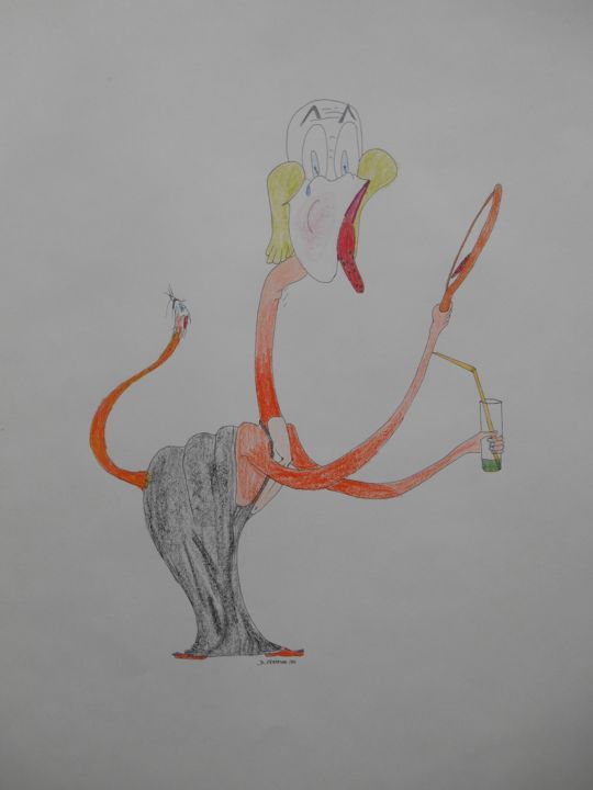 Dessin intitulée "Le malade" par Dominique Frampier, Œuvre d'art originale, Crayon