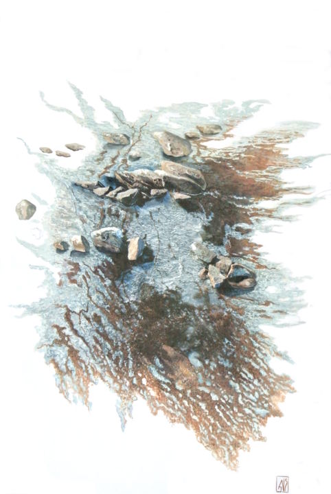 Peinture intitulée "Glacée" par Dominique Gais, Œuvre d'art originale, Encre Monté sur Carton