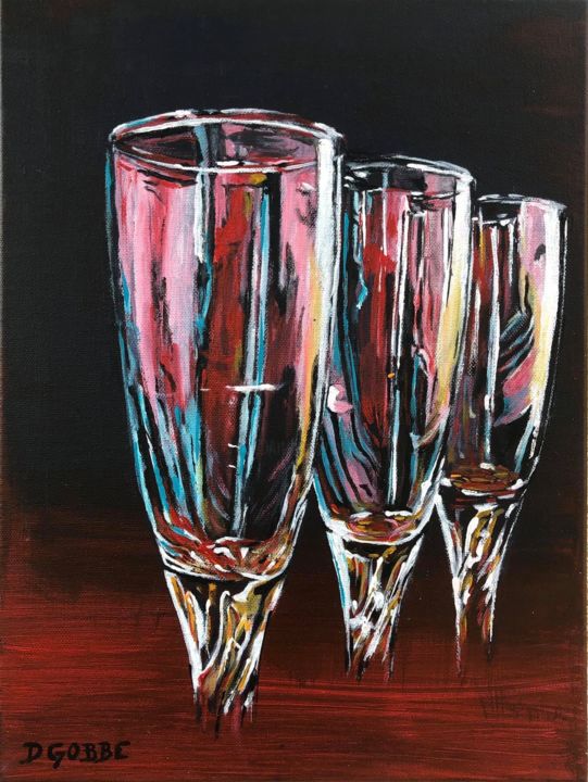 Painting titled "Éclats de verres 2" by Dominique Gobbe, Original Artwork, Acrylic