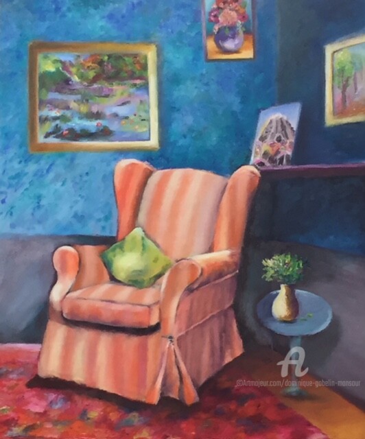 绘画 标题为“Le fauteuil à oreil…” 由Dominique Gobelin Mansour, 原创艺术品, 油