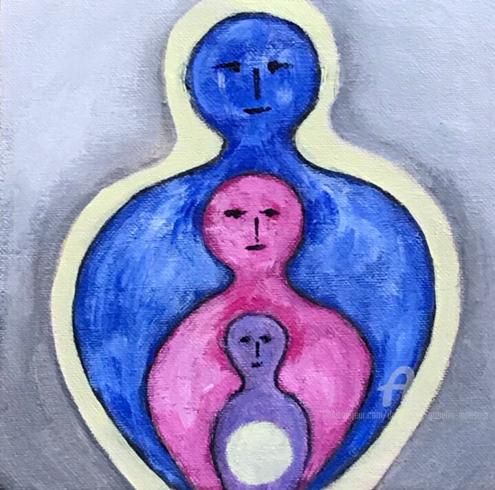 Painting titled "Parentalité" by Dominique Gobelin Mansour, Original Artwork, Acrylic