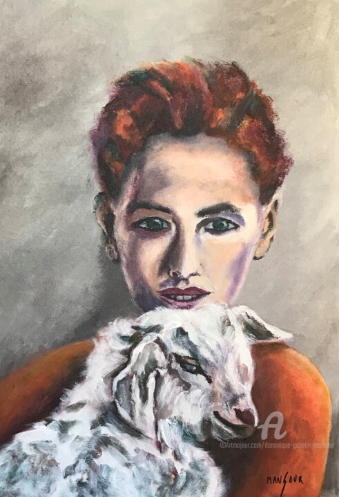 Painting titled "Bérangère et Flocon" by Dominique Gobelin Mansour, Original Artwork, Acrylic