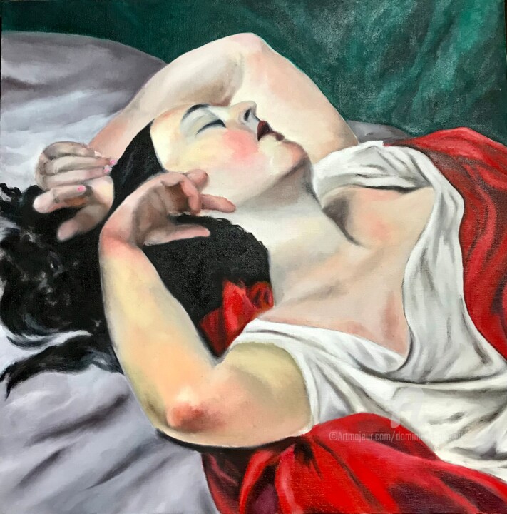 Schilderij getiteld "Dans les bras de Mo…" door Dominique Gobelin Mansour, Origineel Kunstwerk, Olie