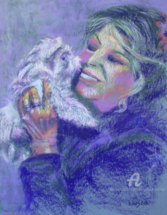 Drawing titled "BB" by Dominique Gobelin Mansour, Original Artwork, Pastel