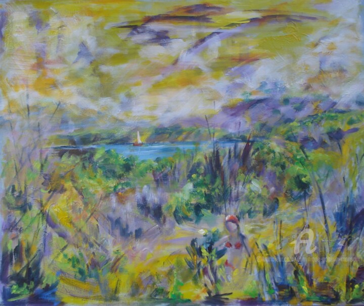 Painting titled "Mangrove anse Michel" by Dominique Gobelin Mansour, Original Artwork, Acrylic