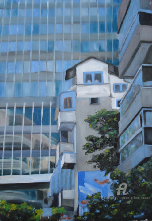 Painting titled "Reflets beyrouthins" by Dominique Gobelin Mansour, Original Artwork, Oil