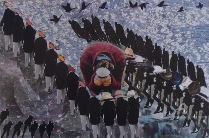 Collages intitulée "Indifférence" par Dominique Gobelin Mansour, Œuvre d'art originale