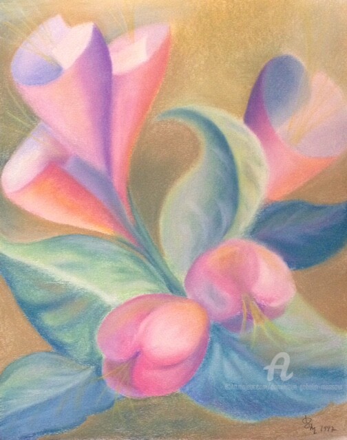 Pintura titulada "bouquet" por Dominique Gobelin Mansour, Obra de arte original, Pastel