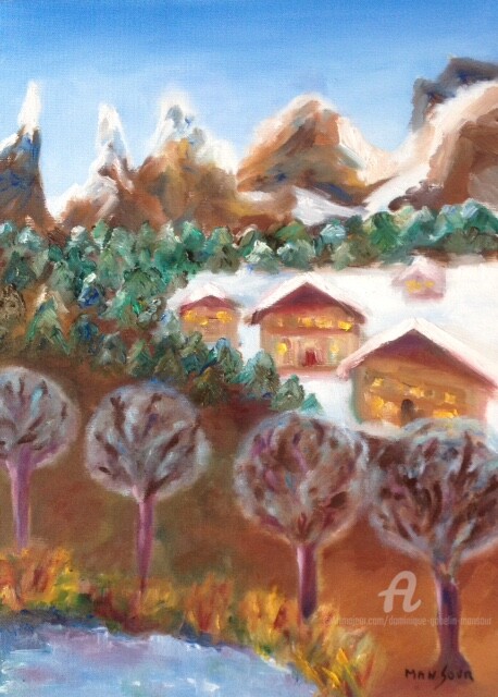 Pintura intitulada "l' hiver" por Dominique Gobelin Mansour, Obras de arte originais, Óleo