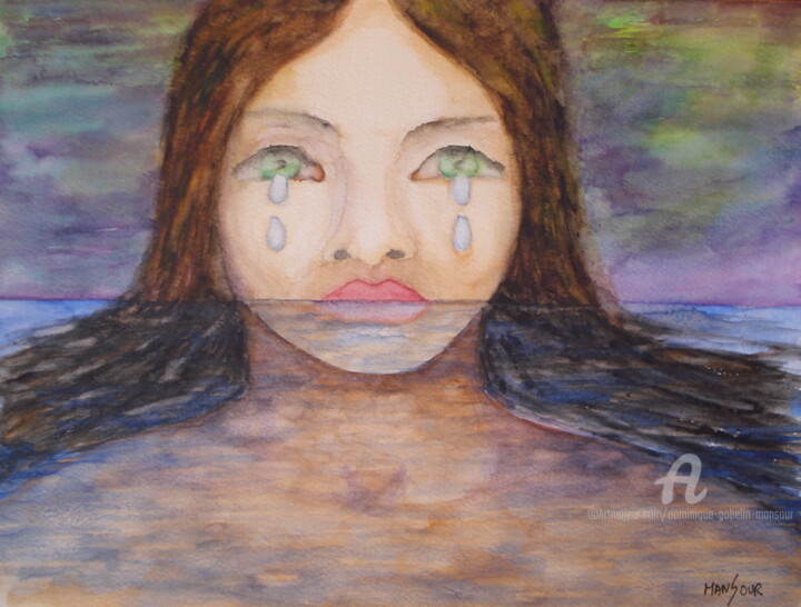 Peinture intitulée "Se noyer dans ses l…" par Dominique Gobelin Mansour, Œuvre d'art originale, Aquarelle