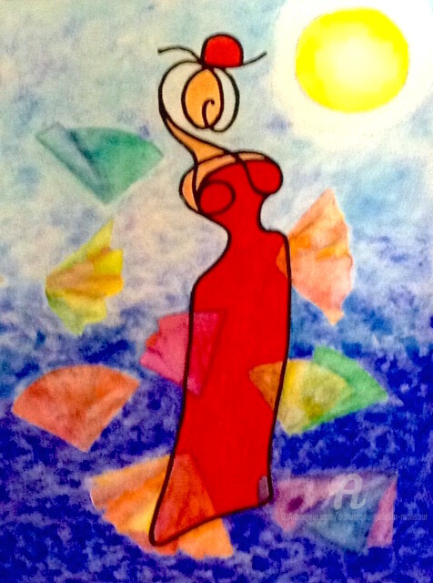 Drawing titled "Madame" by Dominique Gobelin Mansour, Original Artwork, Marker