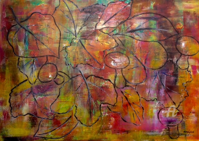 Peinture intitulée "couleurs d'automne" par Dominique Gobelin Mansour, Œuvre d'art originale, Acrylique