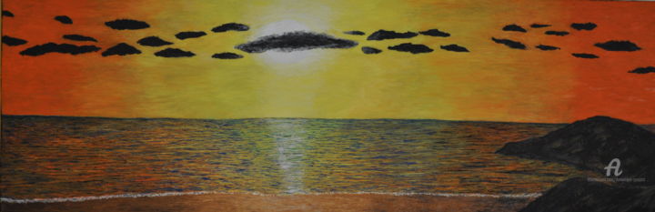 Peinture intitulée "coucher de soleil" par Dominique Goujard, Œuvre d'art originale