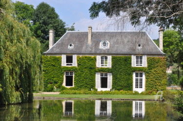 Photographie intitulée "Villa avec étang" par Dominique Goujard, Œuvre d'art originale, Photographie numérique