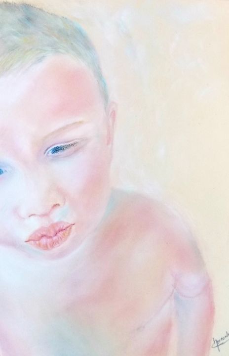 Dessin intitulée "Un bisou" par Dominique Hernandez, Œuvre d'art originale, Pastel