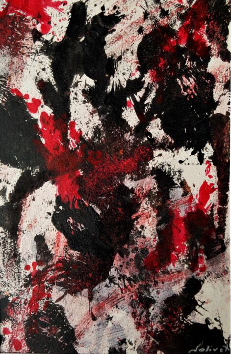 Pintura titulada "Le rouge et le noir" por Dominique Jolivet, Obra de arte original, Pastel