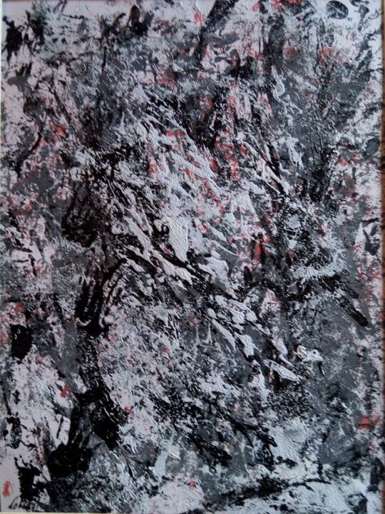 Painting titled "Arbres enneigés sur…" by Dominique Jolivet, Original Artwork, Acrylic