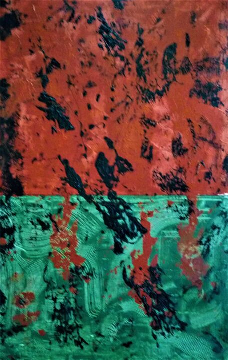 Painting titled "Reflets japonisant 2" by Dominique Jolivet, Original Artwork, Acrylic