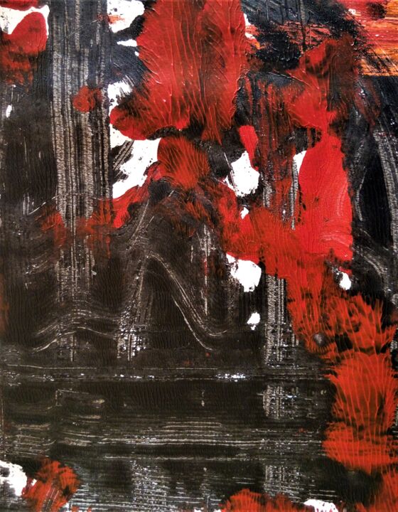 Pintura intitulada "noir et rouge" por Dominique Jolivet, Obras de arte originais, Acrílico
