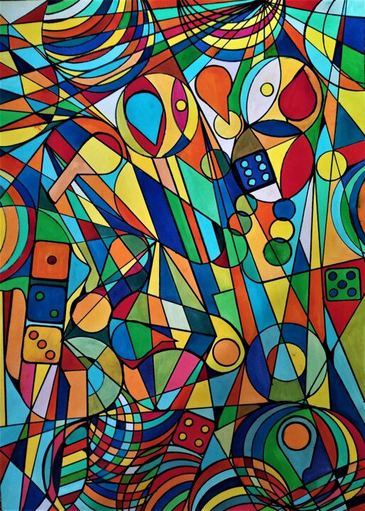 Peinture intitulée "Jeux d'enfants" par Dominique Jolivet, Œuvre d'art originale, Aquarelle