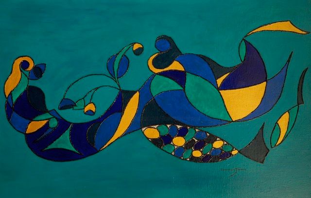 Peinture intitulée "LIANE OCEANE / OCEA…" par Dominique Joyeux, Œuvre d'art originale, Huile