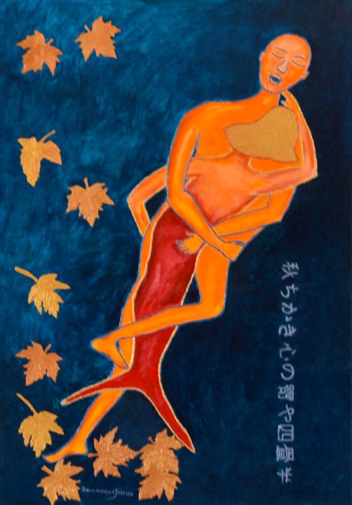 Painting titled "SOIR D’AUTOMNE/ AUT…" by Dominique Joyeux, Original Artwork, Oil Mounted on Wood Stretcher frame