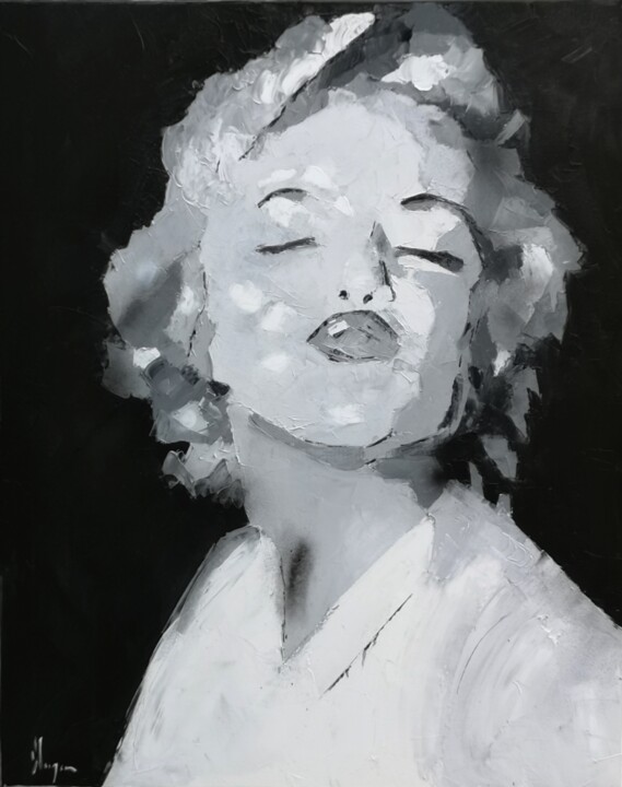 Painting titled "Bisous Maryline" by Dominique Kleiner, Original Artwork, Oil