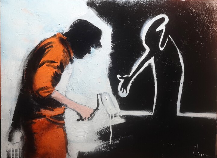 Peinture intitulée "Bansky vs Linéa" par Dominique Kleiner, Œuvre d'art originale, Acrylique