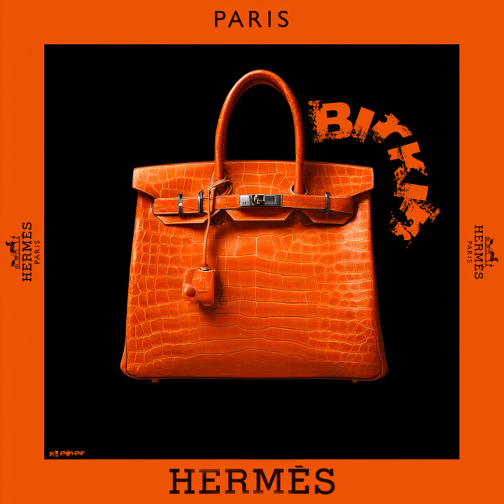 Painting titled "Hermès Birkin" by Dominique Kleiner, Original Artwork, Digital Painting