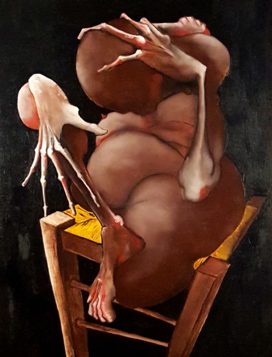 Painting titled "Corps chaise 0118" by Dominique Laude, Original Artwork, Oil