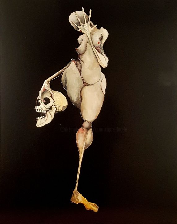 Картина под названием "Vénus au crâne 0118" - Dominique Laude, Подлинное произведение искусства, Масло