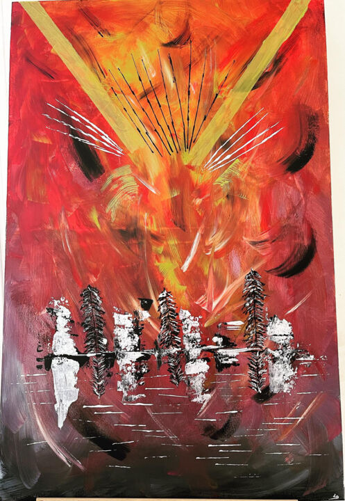 Peinture intitulée "Dieu en colère" par Dominique Lepinasse, Œuvre d'art originale, Acrylique