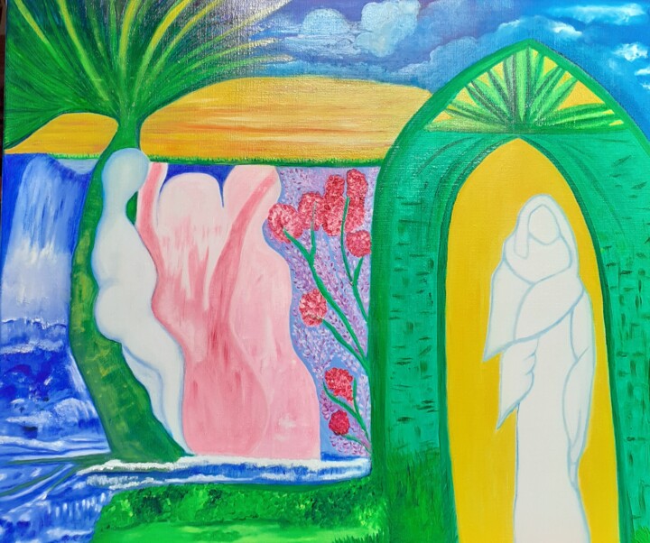 Peinture intitulée "Porte de la Bienvei…" par Dominique Lerou (DOMINETTE), Œuvre d'art originale, Huile