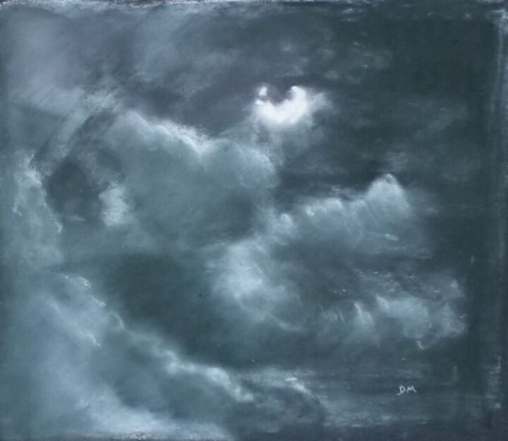 Peinture intitulée "Pleine lune" par Dominique Maisonneuve, Œuvre d'art originale, Pastel