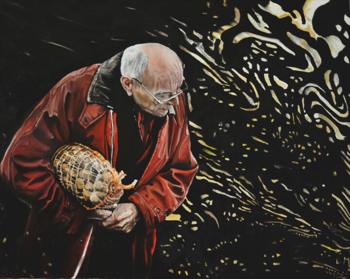 Malerei mit dem Titel "L'avarice" von Dominique Manchet, Original-Kunstwerk, Öl Auf Keilrahmen aus Holz montiert