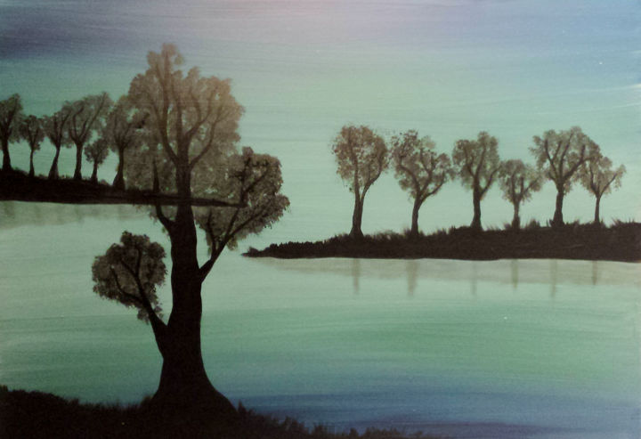 Peinture intitulée "Charming Lagoon" par Dominique Meier, Œuvre d'art originale, Acrylique
