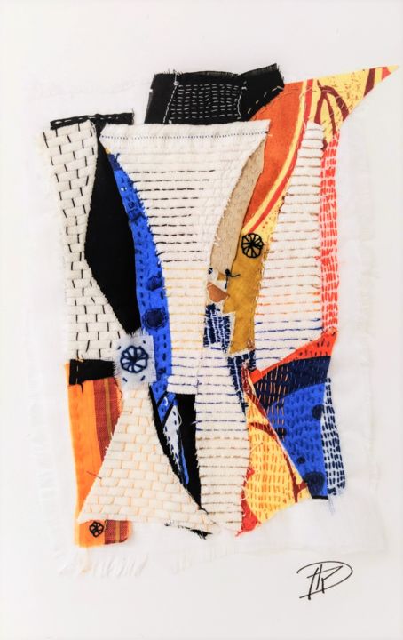 Art textile intitulée "Zest" par Dominique Mireille Richard, Œuvre d'art originale, Broderie Monté sur Carton