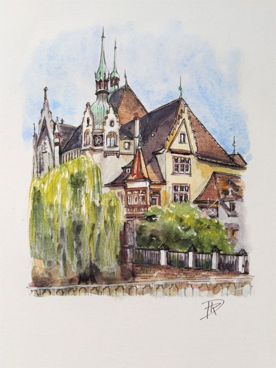 Peinture intitulée "Vues citadines #14" par Dominique Mireille Richard, Œuvre d'art originale, Aquarelle