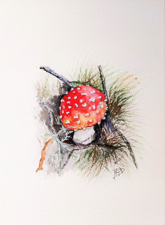 Painting titled "Flora #1" by Dominique Mireille Richard, Original Art, Watercolor