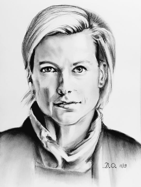 Dessin intitulée "Veerle Baetens" par Dominique Obry, Œuvre d'art originale, Graphite