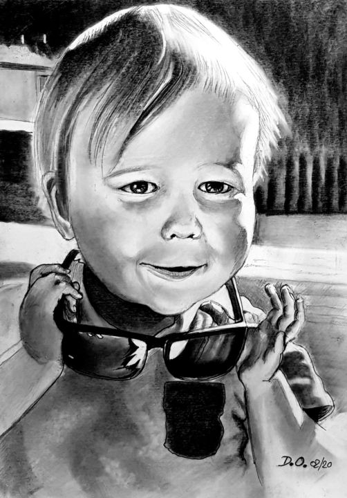 Drawing titled "Petit Tom" by Dominique Obry, Original Artwork, Pastel