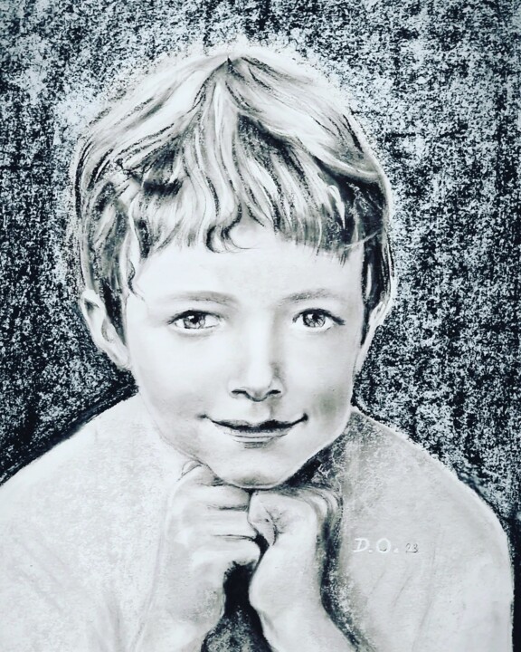 Drawing titled "Petit Louis" by Dominique Obry, Original Artwork, Pastel