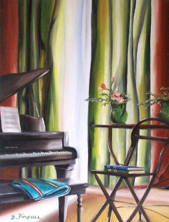 Painting titled "le piano" by Dominique Pineau, Original Artwork