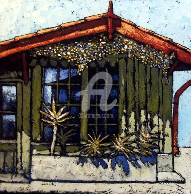 Peinture intitulée "cabane du canon" par Dominique Richard, Œuvre d'art originale, Acrylique
