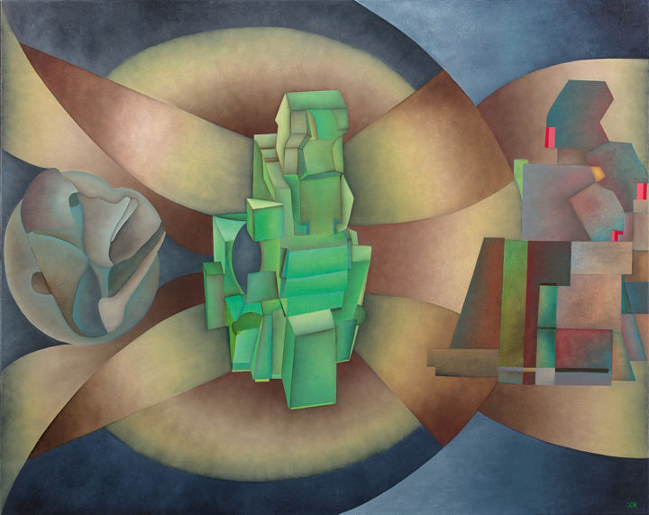 Painting titled "Cohesion des Multip…" by Dominique Rousseau, Original Artwork, Oil